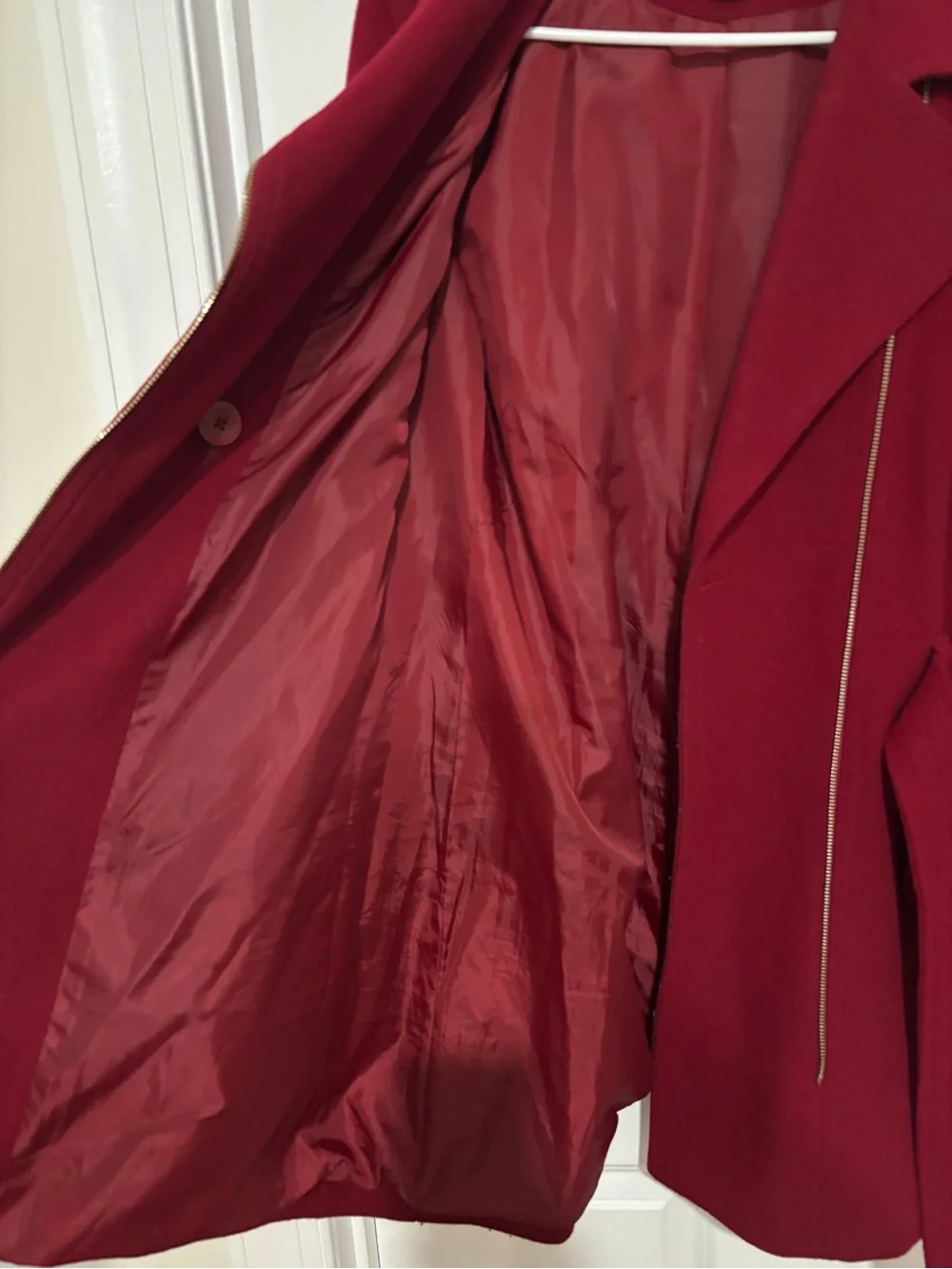 Michael Kors Red Belted Wool Trench Coat with Gold Hardware